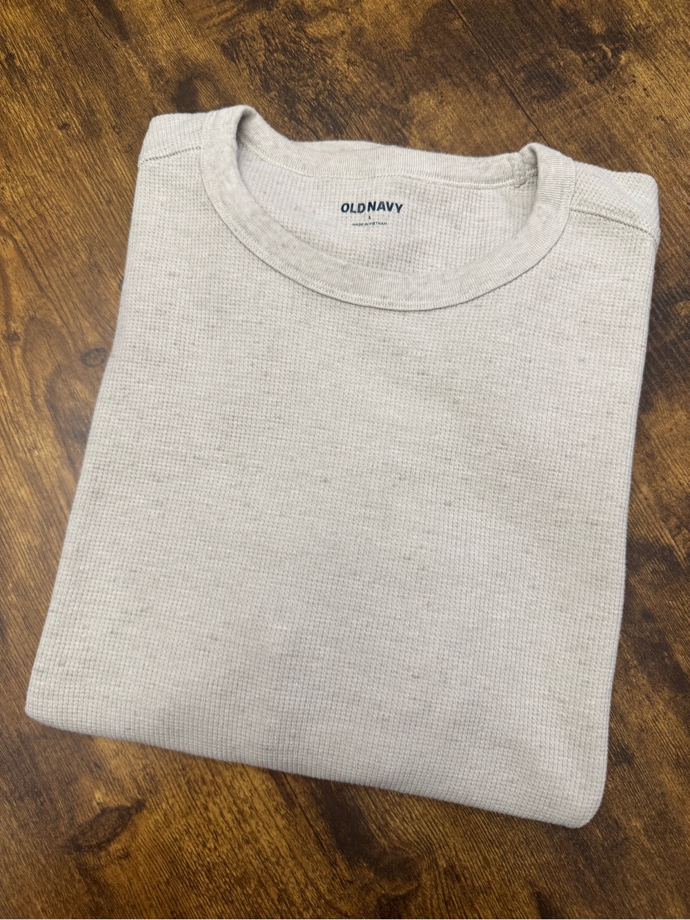 Old Navy Men’s Cream Waffle-Knit Crewneck Long Sleeve